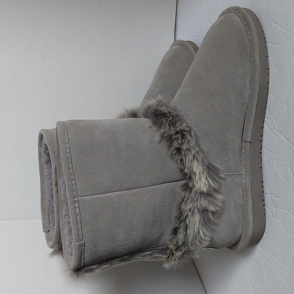 Bearpaw Gray Cow Suede Wool Blend Fur Lining Boots Mid Calf Sz 10M - Picture 7 of 17